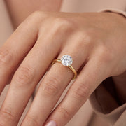 Bague Ely2 solitaire diamant synthétique rond 1.50 carat or jaune 14 carats